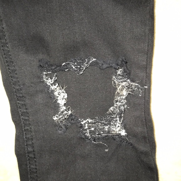 Topshop High-waisted Black Distressed Skinny Jeans - Picture 4 of 6